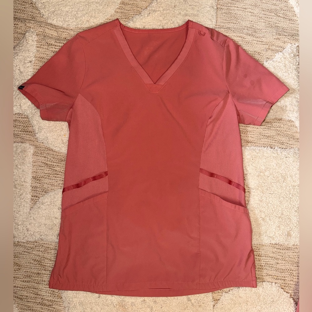 Rose Ranch Pink Women's Short Sleeve Scrub Top